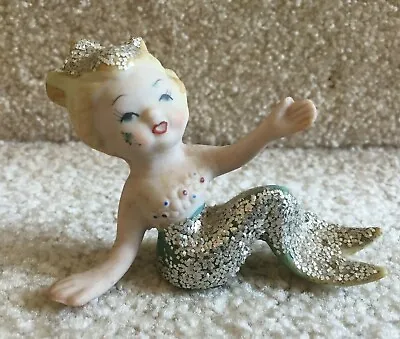 Kenmar Japan Vintage Bisque Glitter Mermaid Mythical Figurine FREE SHIPPING • $59.99