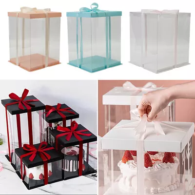 Clear Cube PVC Gift Boxes Transparent Box Cake Candy Packaging Wedding Favors • £5.95