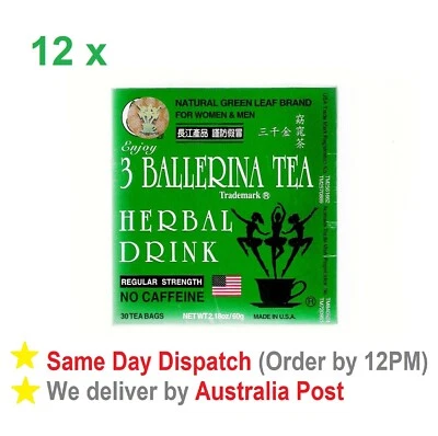 12 X 3 Ballerina Tea REGULAR STRENGTH 30 Tea Bags Slim Tea Diet Tea Drink • $95.95