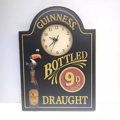 Guinness Bottled 9D Pint Draught Wooden 3-D Clock - Dark Beer Sign 13x18 In VG • $84.60