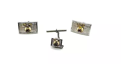 VTG Swank Masonic Freemason Shriner - Logo Cufflinks & Tie Tack Silver Tone • $25.99