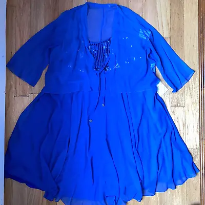 Marina Rinaldi Max Mara Y2K Vintage Silk Chiffon Sequin Dress Shrug 21 12-14 New • $240