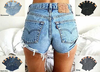 Levis Vintage Womens High Waisted Shorts Hotpants Denim Jeans 4 6 8 10 12 14 16 • £19.95