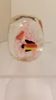 Small Murano Style Art Glass Hand Blown Undersea Aquarium Fish Paperweight • $14.99