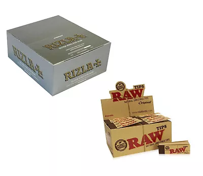 Rizla King Size Silver Rolling Papers And Raw Hemp Natural Unrefined Tips   • £25.99