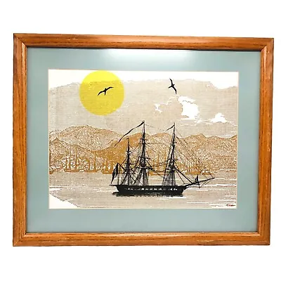 JIM TILLETT MCM Silk Screen Tall Ships Sailboat Sea Print SIGNED Cape Cod Sun • $168.75