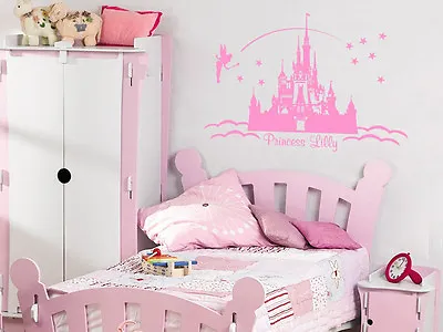 PERSONALISED Princess Castle Wall Art Wall Sticker Modern Vinyl Transfer Decal • £15.95