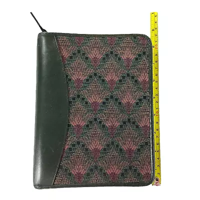 Franklin Organizer Planner Case Compact Size Leather Brocade Zip +Key Chain • $37.78