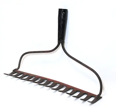 Vintage Rake Head Red Metal Industrial Garden Rustic • $14.95