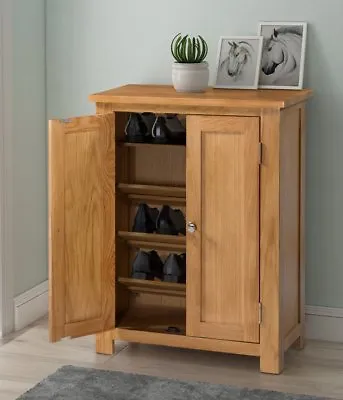 £299.99 • Buy Large Oak Shoe Storage Cabinet | Wooden Hallway Cupboard/Organiser