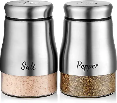 Salt And Pepper Shakers Set  5 Ounce Stainless Steel Salt And Pepper Dispenser  • $13.36