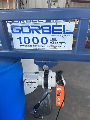 Gorbel Free Standing Jib Crane - 1/2 Ton Cap Span 8’-2” Hub 11 Ft. New Hoists • $4500