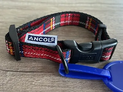Ancol Red Tartan Adjustable Dog Collar SMALL - 20-30cm Neck • £4.59