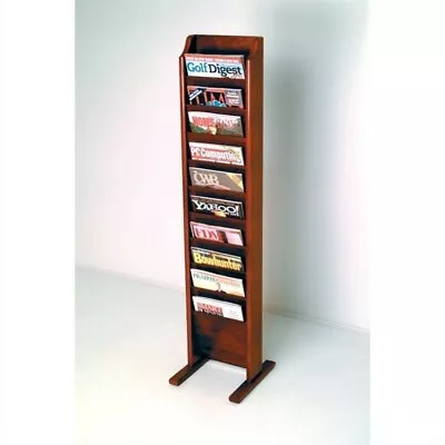 Pemberly Row Free Standing 10 Pocket Wood Magazine Rack In Mahogany • $159.56