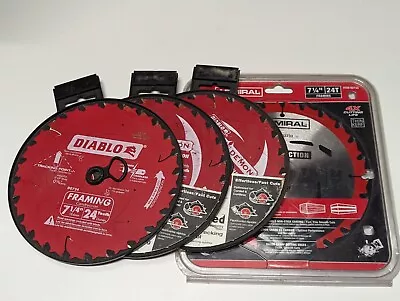 Circular Saw Blades 7-1/4  X 24 Tooth Carbide Diablo Framing Admiral 4 Pack • $15.51