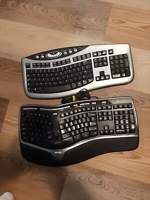 2 Microsoft Natural Ergonomic Keyboards 4000 And 3000 Parts UNTESTED As Is • $55