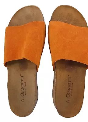 A. Giannetti Mirta Made In Italy Sandals Orange Size 6.5 Leather Uppers • $18.50