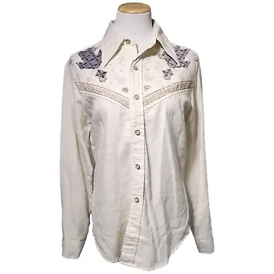 Vintage Kennington LTD California Patchwork Star Quilt Hippie Shirt Mens Large • $50.92