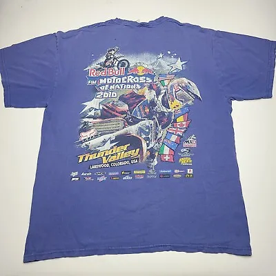 Red Bull Motocross Of Nations Mens Large Double-Sided Graphic Print T-Shirt 2010 • $18.99