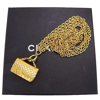 CHANEL CC Matelasse Motif Used Chain Necklace Gold Plated Vintage #CG955 M • £635.99