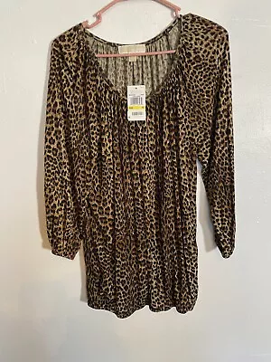 New Michael Kors Woman Medium Cheetah Print Pullover 3/4 Sleeve Top • $20