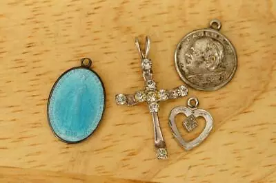 Vintage Lot Estate Jewelry Religious Christian Catholic Sterling Silver Charms • $17.99