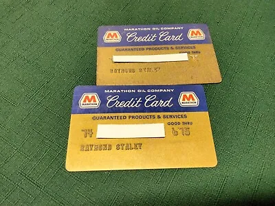 Vintage Lot Of 2 1975 Marathon Oil Co. Gas Credit Cards  ~  Expired Obsolete ** • $29.95