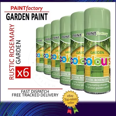 6x Rustic Rosemary Aerosol Spray Paint Outdoor Garden Shade For Wood Metal 400ml • £24.49