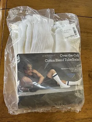 3 Pairs Vintage Over The Calf Tube Socks Made USA Towncraft Cotton White. • $34.26