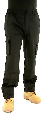 Mens Combat Work Trousers Size 28 To 54 KNEE PAD POCKETS CARGO Elasticated Waist • $23.94