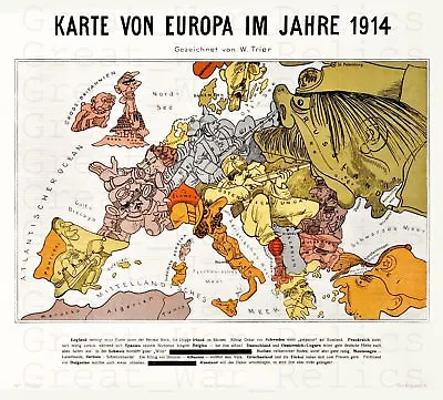 WW1 German Map German Propaganda Poster World Map Poster Military Prints • $79.95