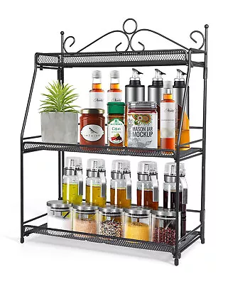 Spice Rack 3 Tier Herb Jar Free Standing Kitchen Storage Organiser Shelf Holder • £13.99