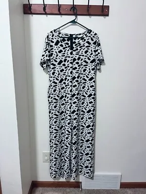 NWOT Cow Print Jumpsuit Wide Leg V-neck Women Size L-XL • £20.90