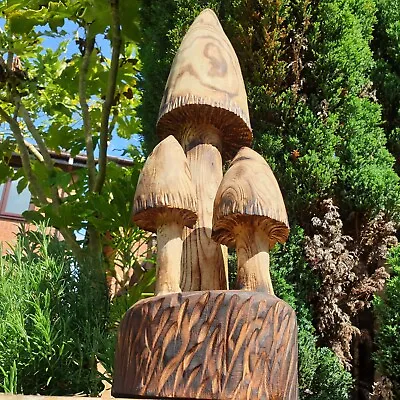 £59.99 • Buy Chainsaw Carved Mushrooms /Toadstools - Bespoke Wooden Garden Ornament Sculpture