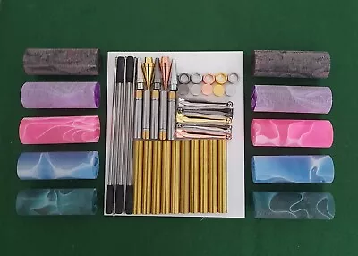 ACRYLIC PEN BLANKS PRE BORED   + 5  FANCY  SLIMLINE   PEN KITS 7m NO 5 • £21.50