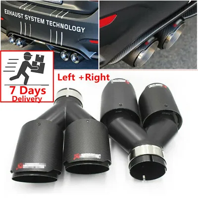 Pair Fit For Akrapovic Real Carbon Fiber 2.5  ID Car Exhaust Tip Dual Pipes End • $127.83