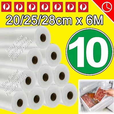 +20 Rolls Vacuum Food Sealer Saver Bag Seal Storage Commercial Grade 20/25/28X6M • $26.98