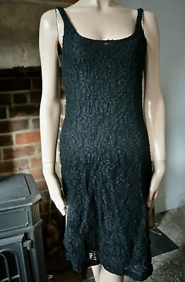£9.95 • Buy CHARLOTTE HALTON Black Lace Low Back Lace Stretch Cocktail Party Dress 12