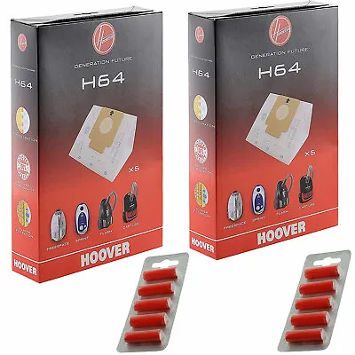 HOOVER H64 Paper Dust Bags Vacuum Cleaner Freespace Sprint Flash Cylinders X 2 F • £20.22