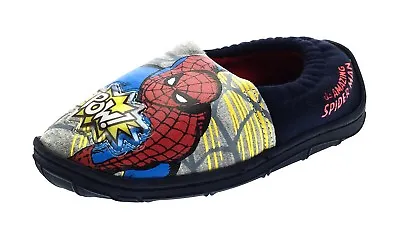 Boys Marvel Spiderman Light Up Slippers Slip On Mules Shoes Super Hero Size • £13.95