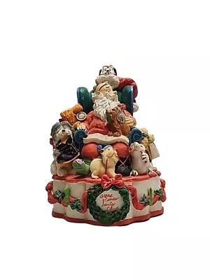 Vintage 1994 Ceramic Santa On Chair  With Dogs  Here Comes Santa Claus  Rare • $19.95