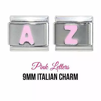 PINK Letter Choice Of A-Z Italian Charm -Fits 9mm Classic Italian Charm Bracelet • £3.99