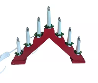 Tesco Christmas Candle Light Bright Wooden Arch Decoration Red  • £9.99