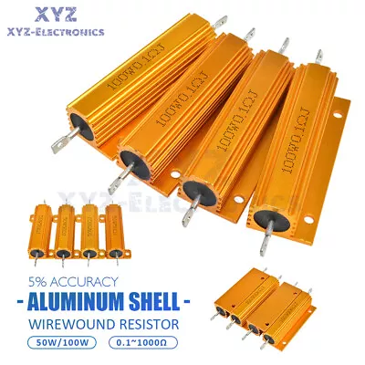 50/100W 0.1-1000Ω Ohm Watt Shell Power Aluminum Housed Case Wirewound Resistor • $1.99