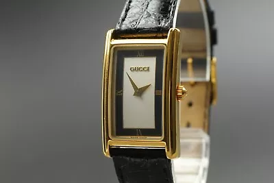 【NEAR MINT】 Vintage GUCCI 2600L Black Quartz Gold Plated Women's Watch JAPAN 607 • $189.90