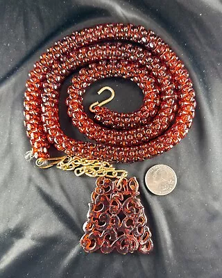 Vintage 70's Amber Colored Beaded Chain Belt Probably Hand Made • $18
