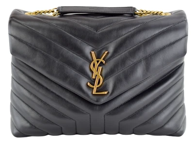$2699 • Buy Saint Laurent YSL Loulou Black Medium Quilted Leather Shoulder Bag