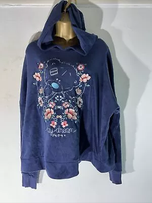 Womens M&S Marks&spencer Plus Size Uk 20 Velour Tatty Teddy Pullover Hoodie • £14.99