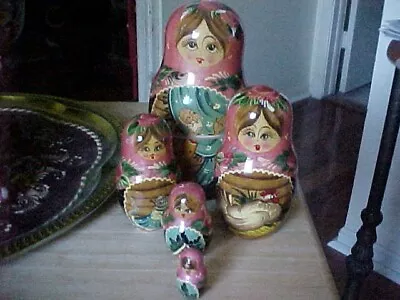 Vintage Russian Matryoshka SAMOVAR Stacking Nesting Doll Dolls  5 Piece Set SET • $31.63