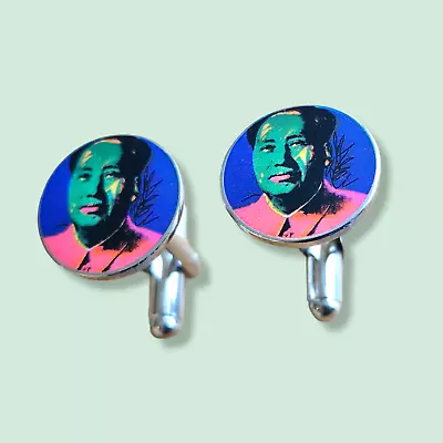 Cufflinks - Genuine Andy Warhol Silver-Plated Mao Tse-Tung Cufflinks - UK • $69.99